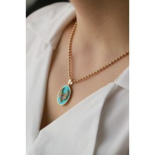 Aydın Kuyumculuk 14 Ayar Altın,turkuaz Renkli Anka Kuşu Kolye AGKLY703