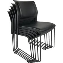 Vivense Goldsit Mars Sandalye 62 B Beşli Set, Siyah Deri