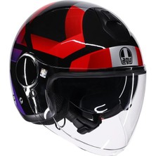 Agv Eteres Camogli Black Red Purple Açık Kask