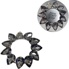 KSB Store Kristal Damla Taşlı Start Stop Düğme Halkası Füme