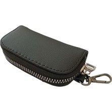 Mini Çantalı Deri Cüzdan Oto Anahtarlık Siyah