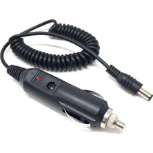 Spiral Kablolu Sigortalı Oto Çakmak Fişi Adaptörü 5.5x2.5mm Uçlu 2A 1.3m