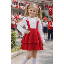 Miniko Kids 23 Nisan Kız Çocuk Uzun Kol Detaylı Bayramlık Salopet Etekli Takım