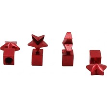 KSB Store Yıldızlı Alüminyum Sibop Kapağı 4'lü Set Kırmızı