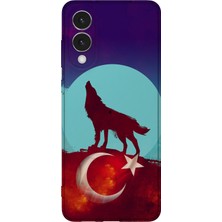 Karsu Design Samsung Galaxy S25 Edge Uyumlu Baskılı Şeffaf Telefon Kılıfı | Koleksiyon: Grey Wolf Turkish Symbol