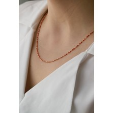 Aydın Kuyumculuk 14 Ayar Altın,kırmızı Sıralı Boncuklu Kolye AGKLY694