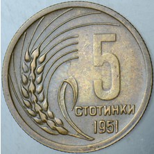 Banknoting Bulgaristan 5 Stotinki 1951 Az Çıkar.