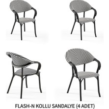Tilia Flash-N 4 Adet Polipropilen Kollu Sandalye Siyah Ayak, Siyah Beyaz File