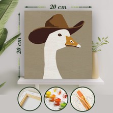 Palmiye Hobi Sanat Sayılarla Boyama 20X20 Tuval Seti Fırça Boya Dahil Çıtaya Gerili - Kovboy Ördek