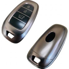 Hyundai Tucson 2022 ve Sonrası Uyumlu 3 Buton Silikon Oto Anahtar Kumanda Kabı Kılıf Gri