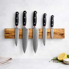 Lesawood Zeytin Ağacı Mıknatıslı Bıçak Askısı 45 Cm, Güçlü Neodim Mıknatıslı Duvar Tipi Bıçaklık, El Yapımı Ahşap Bıçak Tutucu, Renk: Doğal Ahşap