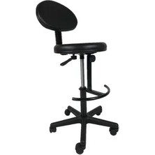 Vivense Goldsit Mega Yarım Çemberli Sırtlı Tabure 210 P, Siyah Deri