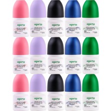 Agarta Roll-On Kadın 50 ml (Fresh Flower-Lycıa-Patchoulı Deep-Sensatıon-Natural) (15 Li Karma Set)