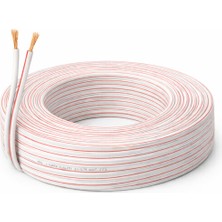 MN6 MN75HKA 2x0.75 Hoparlör Kablosu Ses Kablosu Beyaz Kırmızı Çizgili Pvc-5 Metre Hoparlör Bağlantı Kablosu Ses Sistemi Kablosu