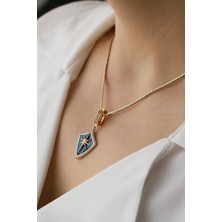 Aydın Kuyumculuk 14 Ayar Altın,balık Sırtı Zincirli,siyah Mineli Kuzey Yıldızı Kolye AGKLY701