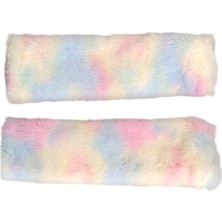 KSB Store Peluş Seyahat Emniyet Kemer Pedi Kılıfı 2'li Gökkuşağı