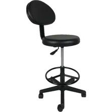 Vivense Goldsit Mega Tam Çemberli Sırtlı Tabure 200 P, Siyah Deri