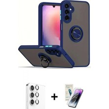 İlk El Grup Ieg™ Galaxy S25 Plus Kılıf Yörünge Çizgi - Şeffaf Pasifik Cam Ekran Koruyucu + Gümüş Raze Metal Kamera Lens