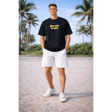 Alexander Gardi Bisiklet Yaka  3D Puf Baskılı Oversize T-Shirt
