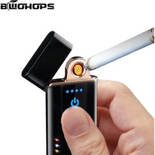 ergün store  şarj edilebilir alevsiz usb dokunmatik siyah çakmak - kutulu ( lisinya )