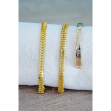 Ergün Store Kombin Bileklik Gold Kılçık Tırtıl ve Düz Cırt Model 3 Adet Birden