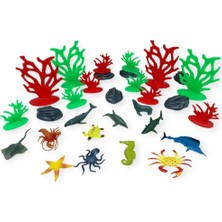 Ergün Store Hayvan Figürleri - Aksesuarlı Deniz Hayvanları  - 30 Parça Set (Lisinya)