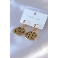 Ergün Store 316L Çelik Gold Renk Lotus Model Kadın Küpe - Lisinya