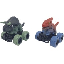 Ergün Store Sürtmeli Dinazor Arabalar 2'li - 12 cm - Triceratops & Parasaurolophus  (Lisinya)