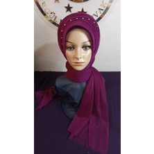Simsiz Fuşya Nuray Model Duvak,hazır Duvak,düğün,hazır Şal,hazır Türban,abiye Şal,sünnet,nişan,söz