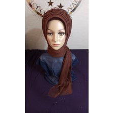 Simsiz Kahverengi Aksesuarlı Tek Tek Model Duvak,hazır Duvak,düğün,hazır Şal,hazır Türban,abiye Şal,sünnet,nişan,söz
