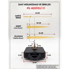 Silva Nature Akar Saat Mekanizması Sessiz Duvar Saat Mekanizması 16 mm Şaft -Modern Akrep-Yelkovan-Saniye-Askılı