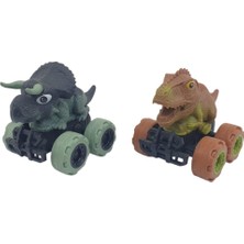 Ergün Store Sürtmeli Dinazor Arabalar 2'li - 12 cm - Triceratops & Stegosaurus (Lisinya)