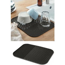 İndecor Houseware Bulaşık Kurutma Matı Bulaşıklık Siyah - Su Tutmaz Bulaşık Matı