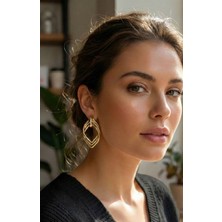 Ergün Store Vintage Gold Renk Pirinç Kadın Küpe - Lisinya