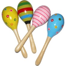 Ergün Store Renkli Ahşap Marakas Boncuklu Ritim Çıngırağı Çocuklar Için Eğitici ve Eğlenceli Müzik Aleti (4 Adet) ( Lisinya )