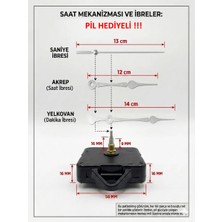 Silva Nature Akar Saat Mekanizması Sessiz Duvar Saat Mekanizması 16 mm Şaft -Akrep-Yelkovan-Saniye-Askılı