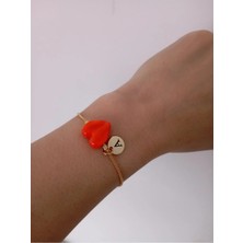 Nergis Collection Turuncu Murano Kalp Bileklik