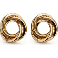 Nergis Collection Gold Düğüm Tasarım Küpe – Parlak Modern Şık Kadın Küpe
