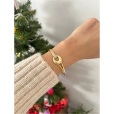 Nergis Collection 14K Kelepçe Bileklik Özel Seri Kadın Çelik Kelepçe Bileklik
