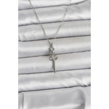 316L Çelik Zincir Gümüş Renk Kılıç Model Kadın Kolye - Lisinya