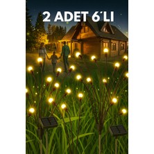 İndecor Houseware 6 Led'li Sarı Güneş Enerjili Bahçe Aydınlatması Peyzaj Balkon Lambası Solar Işık Ateş Böceği (2ADET)
