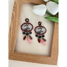 Nergis Collection Kadın Bohem Renkli Taşlı Vintage Marka Model Sallantılı Küpe