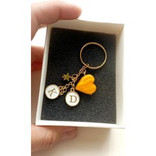 Nergis Collection Murano Turuncu Kalp Anahtarlık Kişiye Özel Tasarım