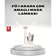 Ergün Store Kısılabilir LED Masa Lambası – Kalemlik ve Telefon Standlı, Göz Yormayan Işık - Lisinya