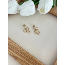 Nergis Collection Kadın 14K Fiyonk Küpe Çelik Küpe