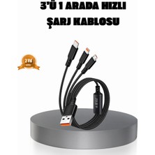 Ergün Store 3’ü 1 Arada Şarj Kablosu Type-C Ios Android Uyumlu Hızlı ve Güvenli Şarj - Lisinya