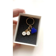 Nergis Collection Murano Lacivert Kalp Anahtarlık Kişiye Özel Tasarım