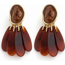 Nergis Collection Amber Damla Taşlı Gold Detaylı Sallantılı Küpe – Bohem Şık Tasarım