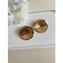 Nergis Collection Gold Plaka Tasarım Çelik Küpe