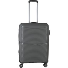 Mçs Ultra Hafif Logolu Extra Körüklü Polipropilen 360 C° Döner 4 Çiftli Tekerli Teleskopik Saplı Valiz